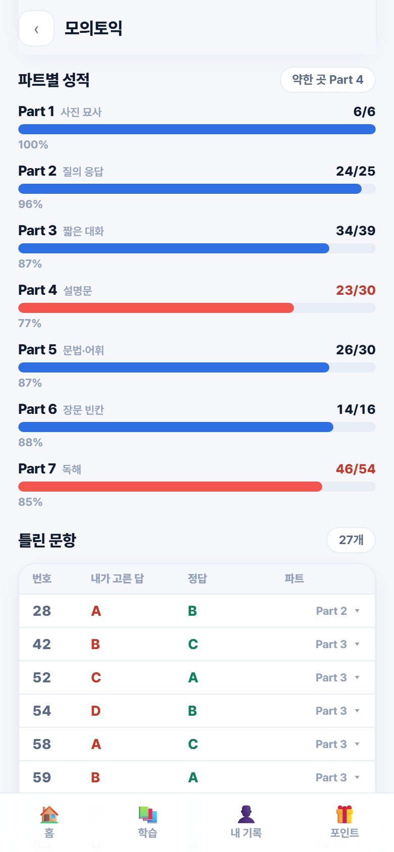 Part 1~7 결과